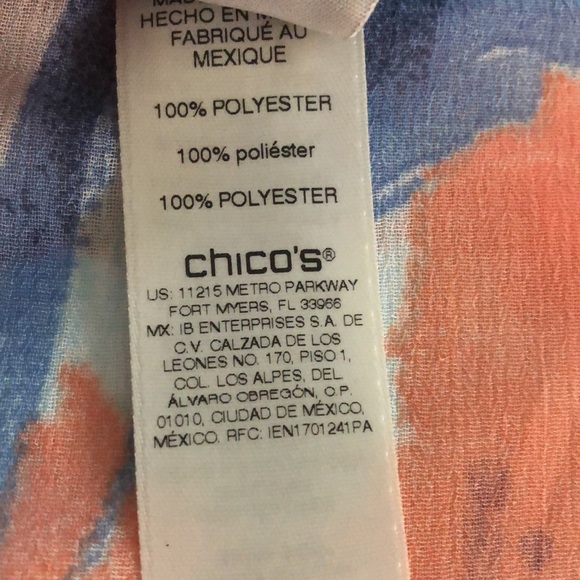 Chicos sheer asymmetric hem blouse over top Sz S/M - Picture 12 of 16